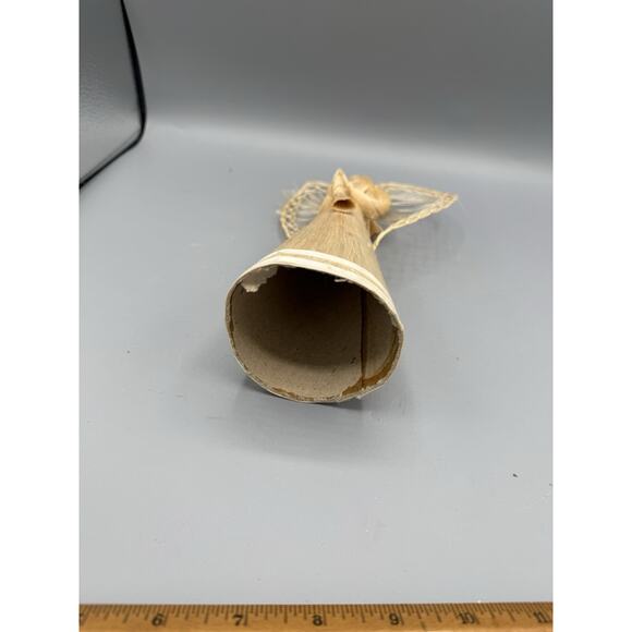 Vintage Straw Raffia Angel Tree Topper 12” Handmade Woven Wings Rustic Nativity - Picture 5 of 7